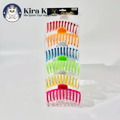 ตัวหนีบผม ลอนใหญ่ สีสดสลับขาว (6 ชิ้น)