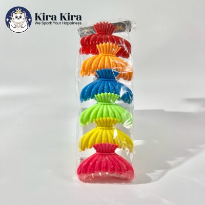 ตัวหนีบผม ลายหอย สีสด (6 ชิ้น)