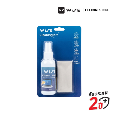 WISE Screen Cleaning Kit ชุดน้ำยาทำความสะอาดหน้าจอ 60ml พร้อมผ้าไมโครไฟเบอร์ เช็ดมือถือ โน้ตบุ๊ก กล้อง แท็บเล็ต