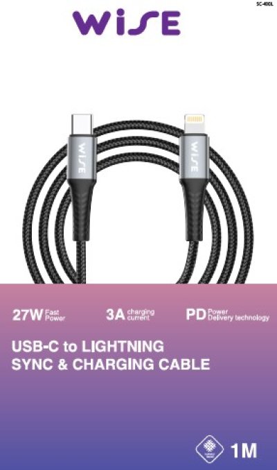 WISE สายชาร์จ USB-C-L 27W ยาว 1 เมตร Nylon Super Fast Charging Cable SC-400L (WIC-000006)