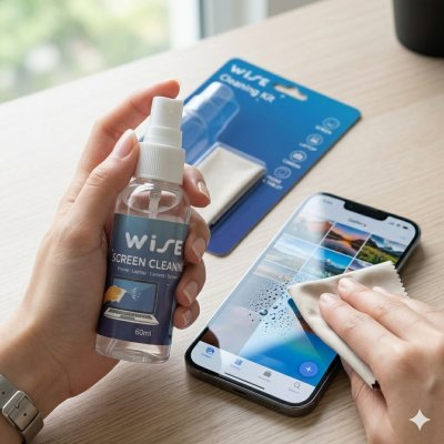 WISE Screen Cleaning Kit ชุดน้ำยาทำความสะอาดหน้าจอ 60ml พร้อมผ้าไมโครไฟเบอร์ เช็ดมือถือ โน้ตบุ๊ก กล้อง แท็บเล็ต