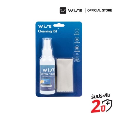 WISE Screen Cleaning Kit ชุดน้ำยาทำความสะอาดหน้าจอ 60ml พร้อมผ้าไมโครไฟเบอร์ เช็ดมือถือ โน้ตบุ๊ก กล้อง แท็บเล็ต