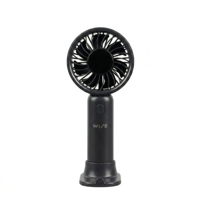 WiSE Handy Fan พัดลมมือถือ แบบพกพา พร้อมฐานวางตั้งโต๊ะ จอ LED ปรับได้ 6 ระดับ
