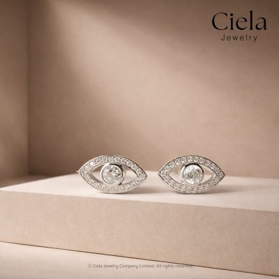 ต่างหูเพชร The Eye เสริมดวง ปกป้อง เพชร Lab Grown l Ciela Jewelry