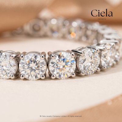 สร้อยข้อมือเพชร Tennis Bracelet เพชร Lab Grown (CVD) น้ำ 100 VVS ปรับขนาดได้ Silver | 