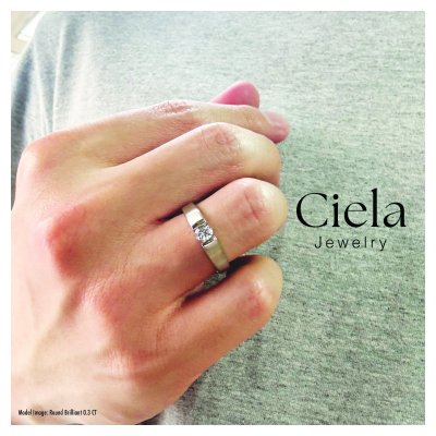 แหวนผู้ชายเพชรเม็ดกลาง Men Tension Ring