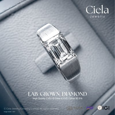 แหวนผู้ชายเพชรเม็ดกลาง Classic Emerald Ring