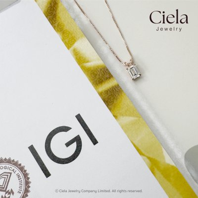 จี้เพชร Emerald Cut Lab Grown (CVD) Cert. IGI น้ำ 100 VVS เปลี่ยนสร้อยได้ แถมสร้อยฟรี 