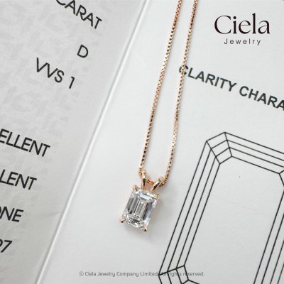 จี้เพชร Emerald Cut Lab Grown (CVD) Cert. IGI น้ำ 100 VVS เปลี่ยนสร้อยได้ แถมสร้อยฟรี 