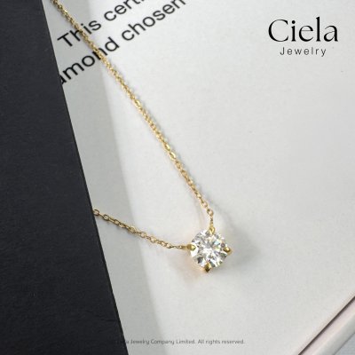 จี้เพชรเม็ดเดี่ยว 1 กะรัต ตัวเรือนชุบทองคำ เพชร Lab Grown Ciela Jewelry