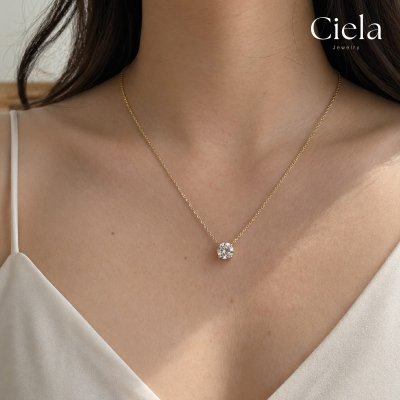 จี้เพชรเม็ดเดี่ยว 1 กะรัต ตัวเรือนชุบทองคำ เพชร Lab Grown Ciela Jewelry