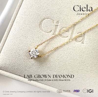 จี้เพชรเม็ดเดี่ยว 1 กะรัต ตัวเรือนชุบทองคำ เพชร Lab Grown Ciela Jewelry