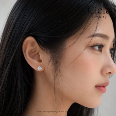 ต่างหูเพชรเม็ดเดี่ยวทรงกลม Stud Diamond Earrings Ciela Jewelry