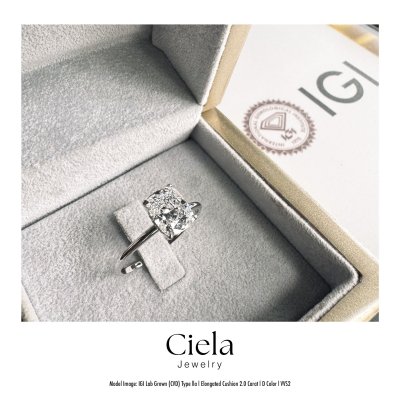 แหวนเพชรเม็ดเดี่ยว Hidden Halo Elongated Cushion Solitaire