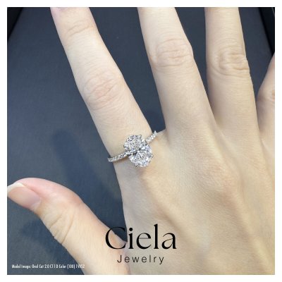 แหวนเพชรเม็ดเดี่ยว Oval Pave with hidden halo Solitaire