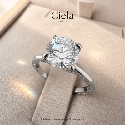 แหวนเพชรเม็ดเดี่ยว Hidden Pave Solitaire