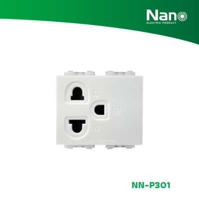 NANO เต้ารับเดี่ยว มีกราวน์ 16A 250V ขนาด 2 ช่อง Classic series สีขาว (1 ชิ้น/กล่อง, 10 ชิ้น/กล่อง) รุ่น NN-P301 NANO เต้ารับเดี่ยว มีกราวน์ 16A 250V ขนาด 2 ช่อง Classic series สีขาว (1 ชิ้น/กล่อง, 10 ชิ้น/กล่อง) รุ่น NN-P301