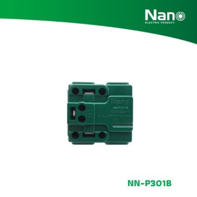 NANO เต้ารับเดี่ยว มีกราวน์ 16A 250V ขนาด 2 ช่อง Classic series สีดำ (1 ชิ้น/กล่อง, 10 ชิ้น/กล่อง) รุ่น NN-P301B