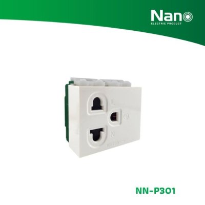 NANO เต้ารับเดี่ยว มีกราวน์ 16A 250V ขนาด 2 ช่อง Classic series สีขาว (1 ชิ้น/กล่อง, 10 ชิ้น/กล่อง) รุ่น NN-P301