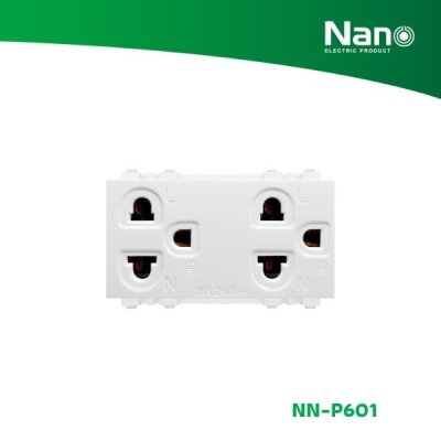 NANO เต้ารับคู่มีกราวน์ 16A 250V ขนาด 3 ช่อง Classic series สีขาว (1 ชิ้น/กล่อง, 10 ชิ้น/กล่อง) รุ่น NN-P601