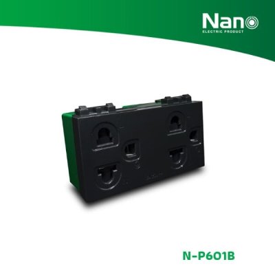 NANO เต้ารับคู่มีกราวน์ 16A 250V ขนาด 3 ช่อง Classic series สีดำ (1 ชิ้น/กล่อง, 10 ชิ้น/กล่อง) รุ่น NN-P601B NANO เต้ารับคู่มีกราวน์ 16A 250V ขนาด 3 ช่อง Classic series สีดำ (1 ชิ้น/กล่อง, 10 ชิ้น/กล่อง) รุ่น NN-P601B