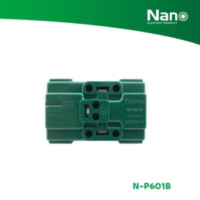 NANO เต้ารับคู่มีกราวน์ 16A 250V ขนาด 3 ช่อง Classic series สีดำ (1 ชิ้น/กล่อง, 10 ชิ้น/กล่อง) รุ่น NN-P601B