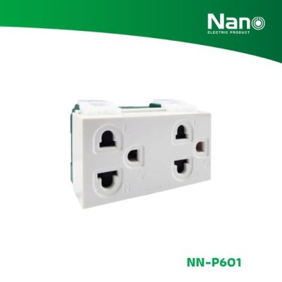 NANO เต้ารับคู่มีกราวน์ 16A 250V ขนาด 3 ช่อง Classic series สีขาว (1 ชิ้น/กล่อง, 10 ชิ้น/กล่อง) รุ่น NN-P601