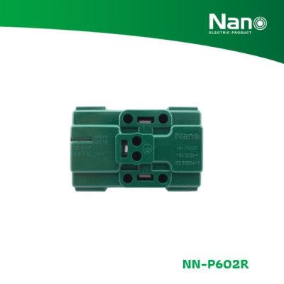 NANO เต้ารับคู่มีกราวน์ และม่านนิรภัย 16A 250V ขนาด 3 ช่อง Classic series สีแดง (1 ชิ้น/กล่อง, 10 ชิ้น/กล่อง) รุ่น NN-P602R