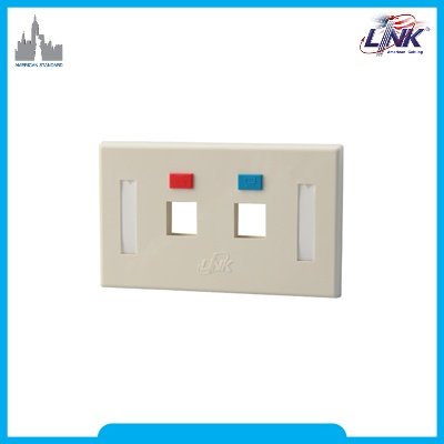 FACE PLATE 2 PORT With Icon & Lable ID (Ivory) หน้ากากอย่างดีมีป้ายชื่อ สีงา