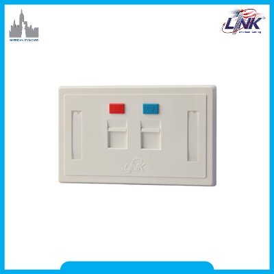 FACE PLATE 2 PORT With Shutter & Lable ID หน้ากากมี SHUTTER และป้ายชื่อ