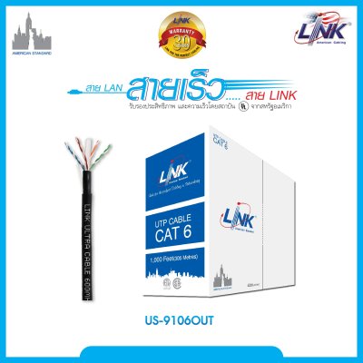 CAT 6 UTP, PE OUTDOOR w/Filler, 23 AWG (Double Jacket) Black 305 M./Pull Bx.