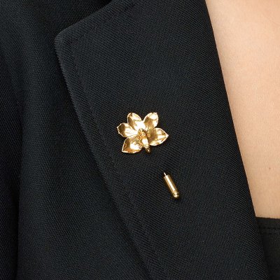 Gold-Plated Ascocentrum orchid Stick Pins