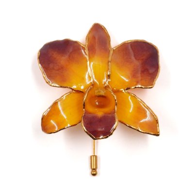Clear-Coated & Gold Edges Dendrobium Orchid Stick Pins