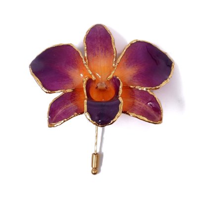 Clear-Coated & Gold Edges Dendrobium Orchid Stick Pins