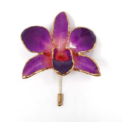 Clear-Coated & Gold Edges Dendrobium Orchid Stick Pins