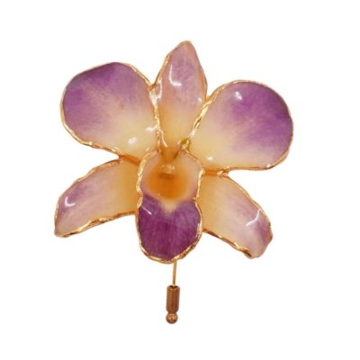 Clear-Coated & Gold Edges Dendrobium Orchid Stick Pins