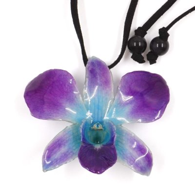 Clear-Coated Dendrobium Orchid Long Choker
