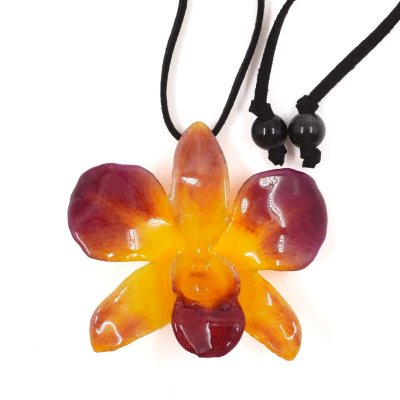 Clear-Coated Dendrobium Orchid Long Choker