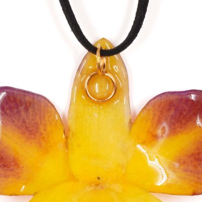 Clear-Coated Dendrobium Orchid Long Choker