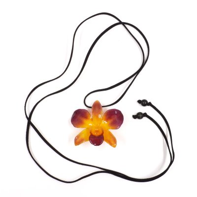 Clear-Coated Dendrobium Orchid Long Choker