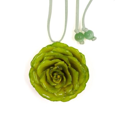 Clear-Coated Rose Long Choker
