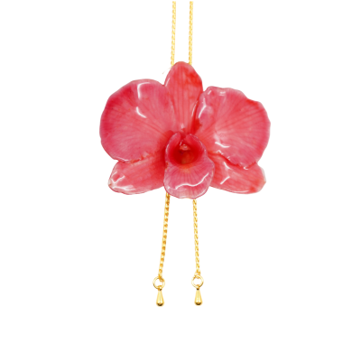 Dendrobium orchid on Adjustable Necklace Clear-Coated