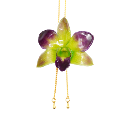 Dendrobium orchid on Adjustable Necklace Clear-Coated