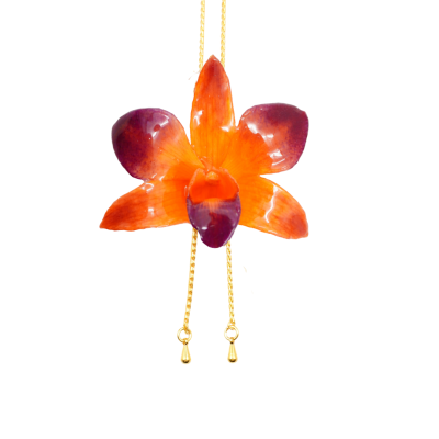 Dendrobium orchid on Adjustable Necklace Clear-Coated