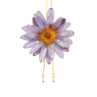 Clear-coated Water Lily Adjustable Necklace.