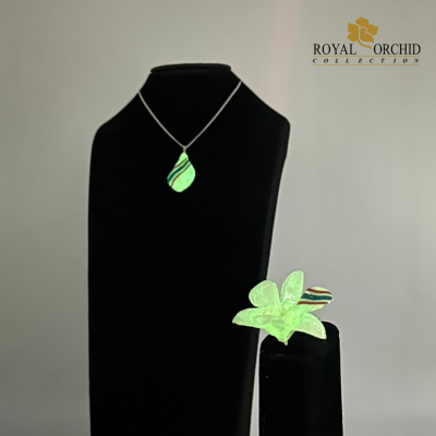 Orchid petal pendant necklace with Thai flag design