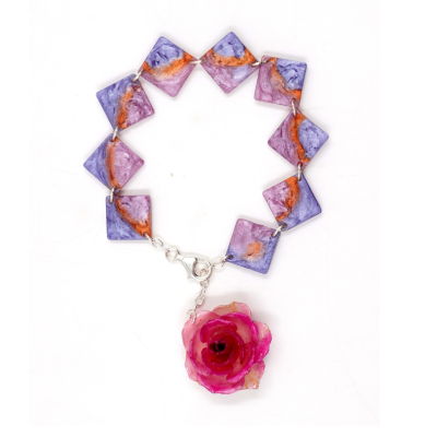 Resin bracelet with real flower charm.