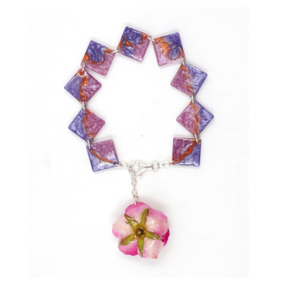 Resin bracelet with real flower charm.