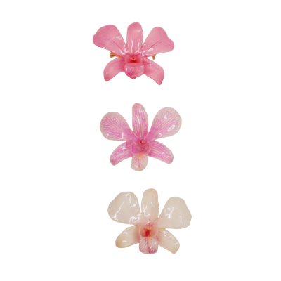 Clear-coated Dendrobium Orchid Brooch