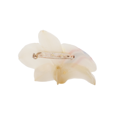 Clear-coated Dendrobium Orchid with Thai flag design Brooch